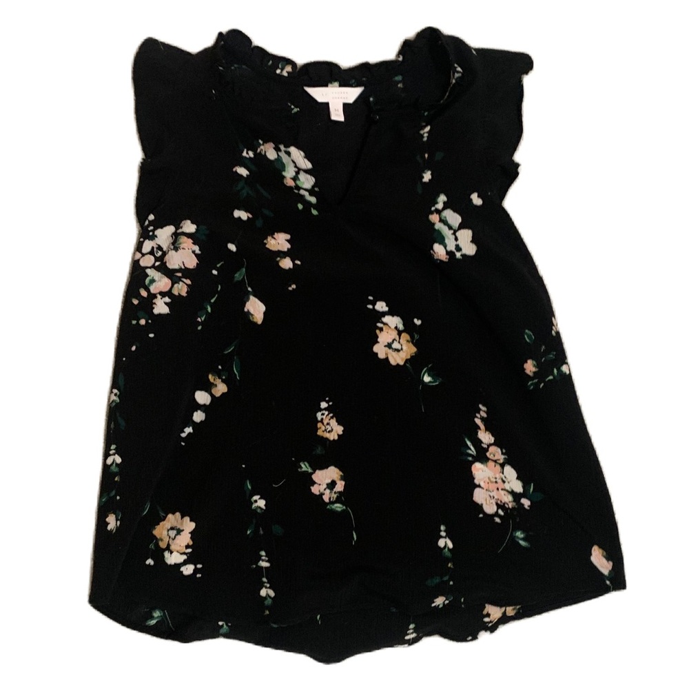 LC Lauren Conrad Women’s Blouse. Black. Medium. Floral Print.